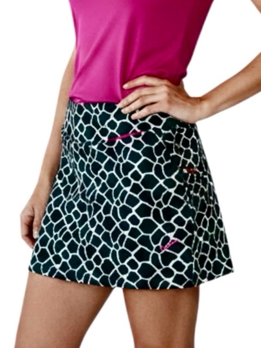 JoFit Activewear Skirt Skort Charcoal Bright Pink Giraffe Print Tennis Sz S